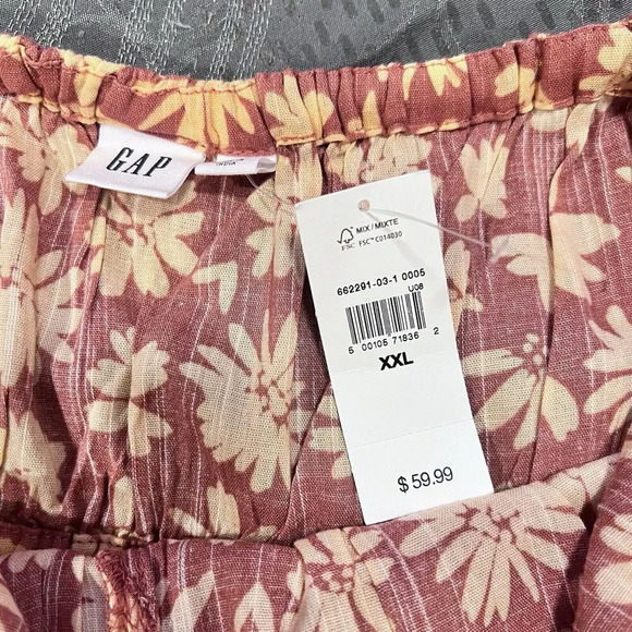 Gap Tie Neck Smocked Mini Sundress Lined Floral Print Boho Casual Size XXL - Picture 10 of 13